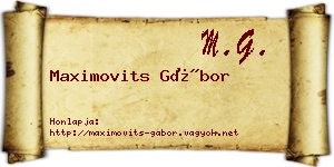 Maximovits Gábor névjegykártya